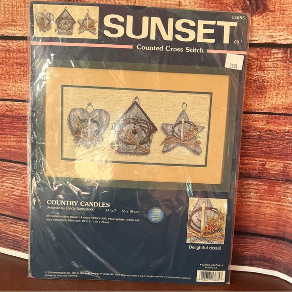 New Sunset "Country Candles" Counted Cross Stitch Pattern Kit - Picture 1 of 3
